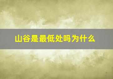 山谷是最低处吗为什么