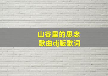 山谷里的思念歌曲dj版歌词