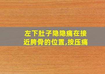 左下肚子隐隐痛在接近胯骨的位置,按压痛