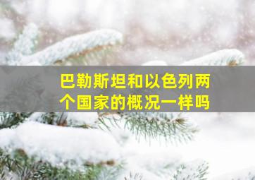 巴勒斯坦和以色列两个国家的概况一样吗