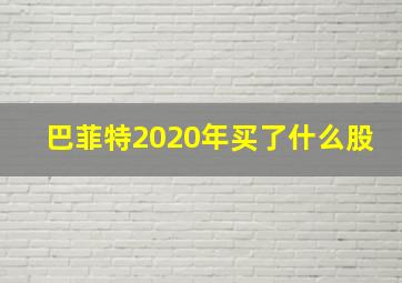 巴菲特2020年买了什么股