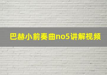 巴赫小前奏曲no5讲解视频