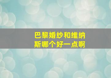 巴黎婚纱和维纳斯哪个好一点啊