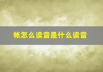 帐怎么读音是什么读音