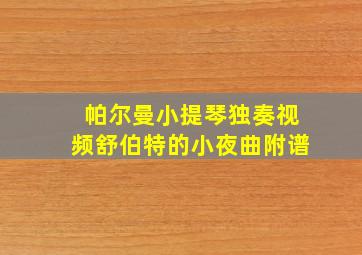 帕尔曼小提琴独奏视频舒伯特的小夜曲附谱