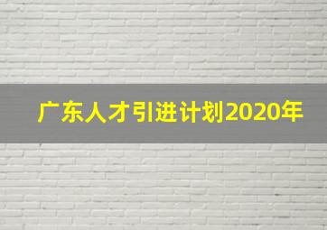 广东人才引进计划2020年