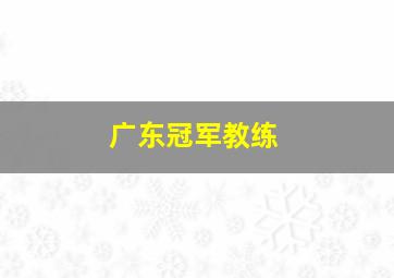 广东冠军教练