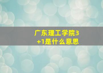 广东理工学院3+1是什么意思