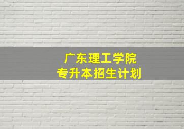 广东理工学院专升本招生计划