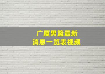 广厦男篮最新消息一览表视频