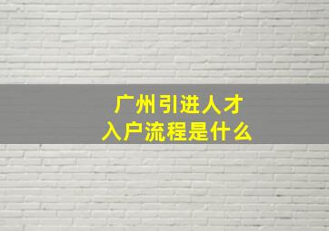 广州引进人才入户流程是什么