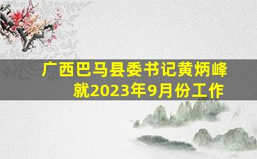 广西巴马县委书记黄炳峰就2023年9月份工作