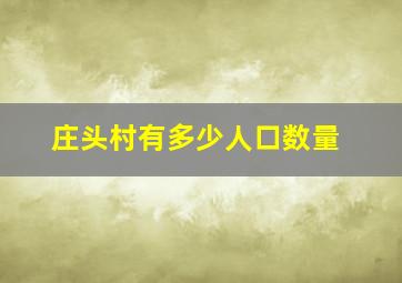 庄头村有多少人口数量