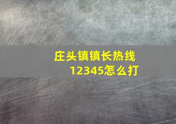 庄头镇镇长热线12345怎么打