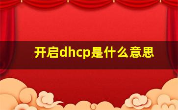 开启dhcp是什么意思