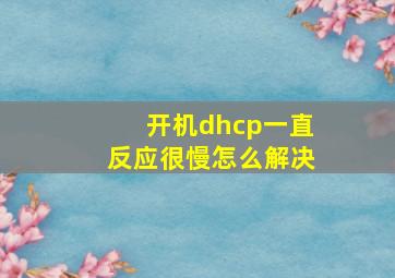 开机dhcp一直反应很慢怎么解决