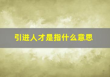 引进人才是指什么意思