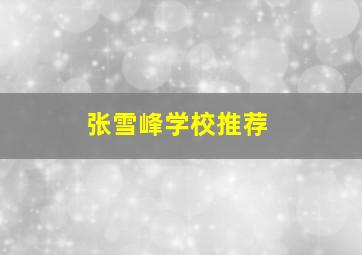 张雪峰学校推荐