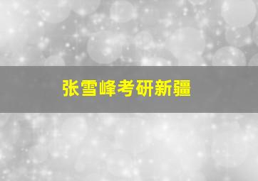 张雪峰考研新疆