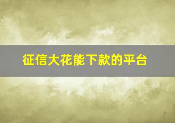 征信大花能下款的平台