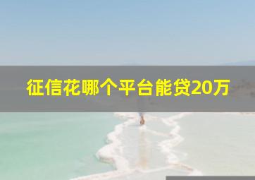 征信花哪个平台能贷20万