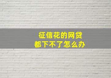 征信花的网贷都下不了怎么办