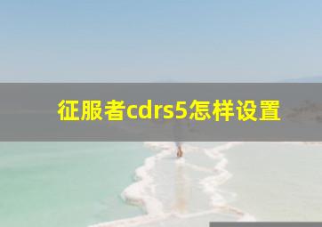 征服者cdrs5怎样设置