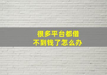 很多平台都借不到钱了怎么办