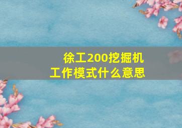 徐工200挖掘机工作模式什么意思