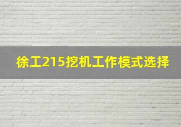 徐工215挖机工作模式选择