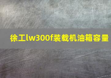 徐工lw300f装载机油箱容量