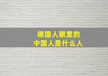 德国人眼里的中国人是什么人