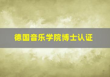 德国音乐学院博士认证