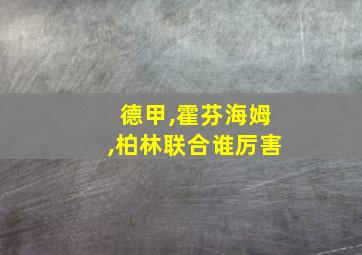 德甲,霍芬海姆,柏林联合谁厉害