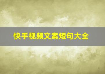 快手视频文案短句大全