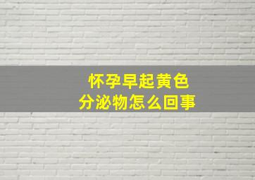 怀孕早起黄色分泌物怎么回事