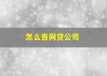 怎么告网贷公司