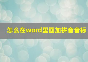 怎么在word里面加拼音音标