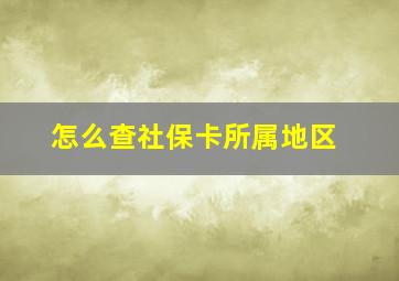 怎么查社保卡所属地区