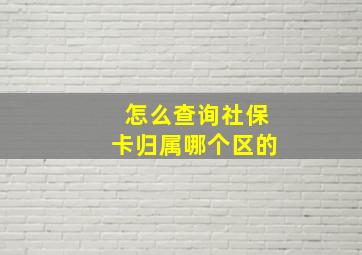 怎么查询社保卡归属哪个区的