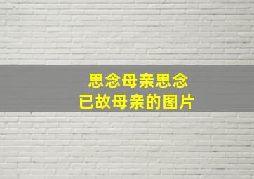 思念母亲思念已故母亲的图片