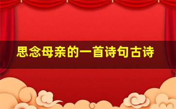 思念母亲的一首诗句古诗