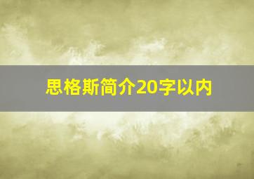 思格斯简介20字以内