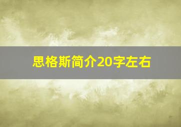 思格斯简介20字左右