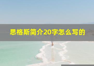 思格斯简介20字怎么写的