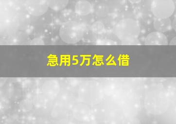 急用5万怎么借