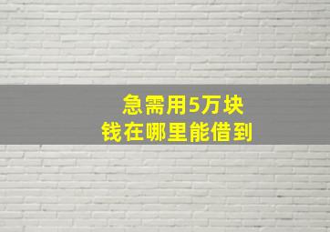 急需用5万块钱在哪里能借到