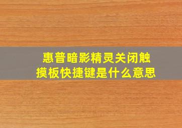 惠普暗影精灵关闭触摸板快捷键是什么意思