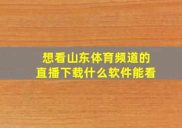 想看山东体育频道的直播下载什么软件能看