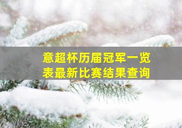 意超杯历届冠军一览表最新比赛结果查询